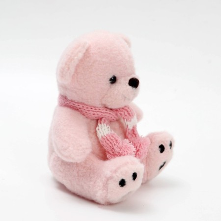 Soft toy "Bear in a scarf", pink color-1