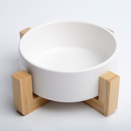 Ceramic bowl on a stand 450 ml 13 x 5 cm, white-2