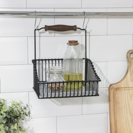 Shelf for the kitchen, for railing, 21 × 11 × 20 cm, black color-3