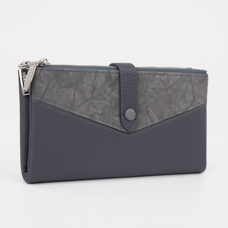 Women's wallet on the button, gray color