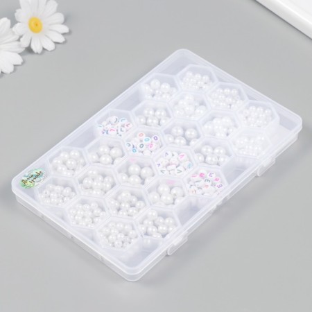 Beads in the box "Pearls and Bukoki" 24 divisions 20x13x1.8 cm-2