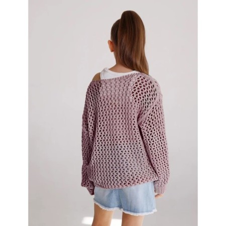 Свитер для девочки Amarobaby Knit Trend, рост 140 см, цвет пудровый-8