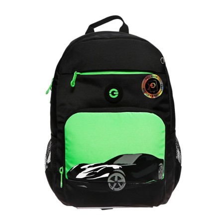 Youth backpack 40 x 25 x 13 cm, Grizzly, ergonomic back, laptop compartment, black/green-2