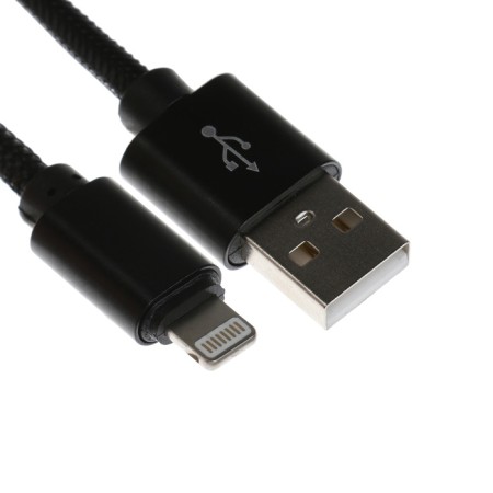 Lightning cable - usb, 2.1 a, nylon braid, 2 meters, black