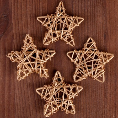 Decor for creativity from the vine "Star" set of 4 pcs., Size 1 pc. - 6.5 cm, color gold