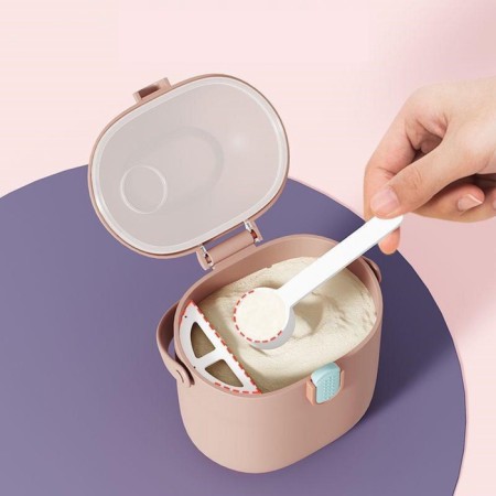 Container for storage of baby food 450 ml., With a spoon, color peach-17