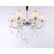 Suspended chandelier with lampshades and crystal Ambrella Light, Traditional, TR4588, 6HE14, Color Chrome