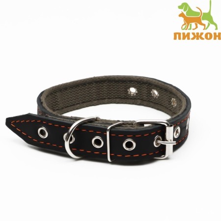 Collar combined leather/tarpaulin, dimensionless, 54 x 2.5 cm, Osh 17-45 cm, black-1