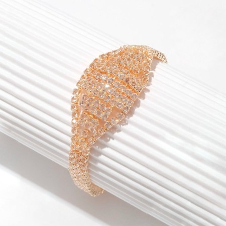 Bracelet with rhinestones "Bright" oval, white color in gold-2