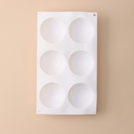 Form for mousse desserts and baking konfinetta "dome", silicone, 30 × 17.5 × 4 cm, 6 cells (d = 7.5 cm), white color-2