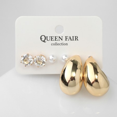 Earrings set 3 pairs "drop" color gold-7