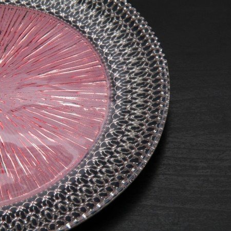 Glass of glass substitution “Morion”, D = 27 cm, black pink color with silver-2