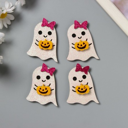 Decor for the creativity of the felt of felt shine "Bringing with pumpkin" 5.5x4.5 cm-2