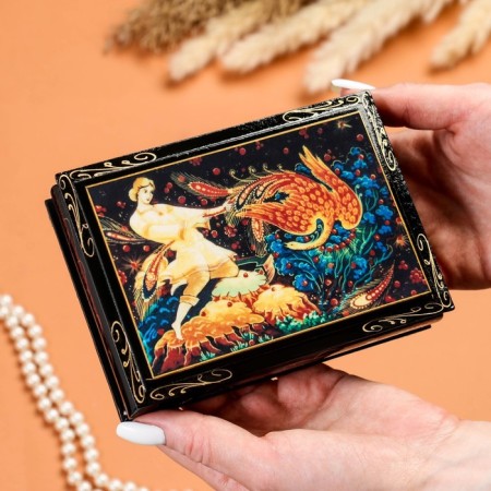 Casket "Firebird", 10 × 14 cm, lacquer miniature-2