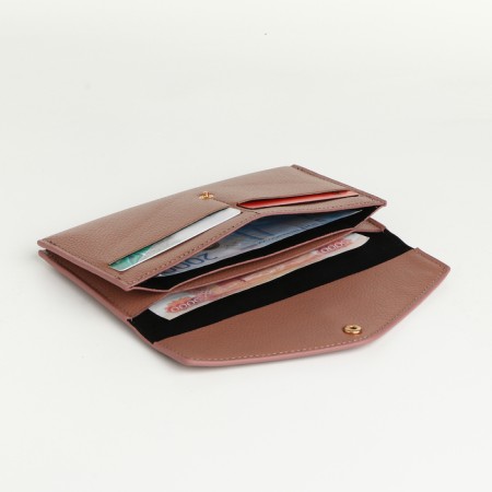 Women's wallet on the button, brown color-3