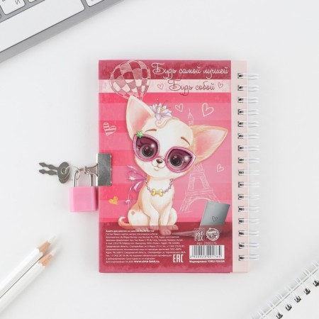 Profile for girls on the lock "for stylish girls", A6, solid cover, 40 sheets-21
