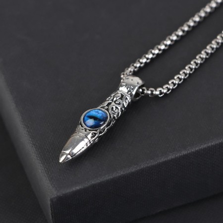 Pompeii pendulum of a dagger with an eye, the color is blue in black silver, 70 cm