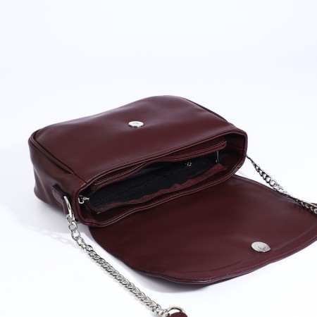 Richet bag on a magnet, outer pocket, long belt, burgundy color-4