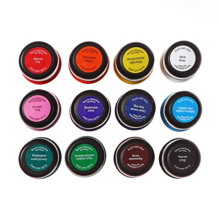 Acrylic paint, set of 12 colors x 20 ml, MATT, ZHK Decola, matte, 143411021-7