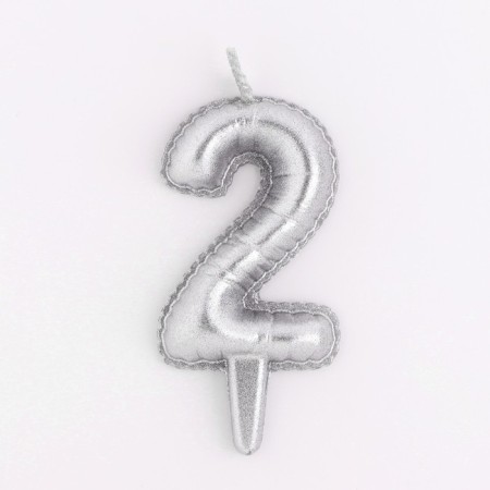 Candle in the "balls" cake, number 2, silver, 5.5 cm-1