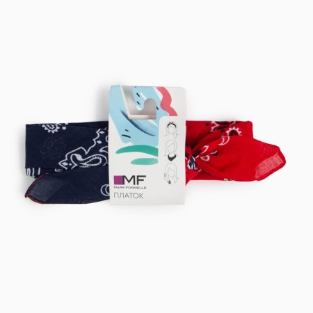 Women's scarf, red/blue color, size 53x53-3