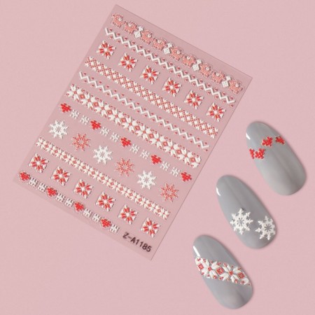 Nail stickers 8*6cm New Year's patterns Z-A1185 red/white volumetric substrate QF-1