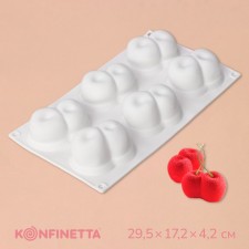 Форма для муссовых десертов и выпечки Доляна «Вишенки», 29,8×17,2×4,2 см, 6 ячеек (8×5 см), цвет белый