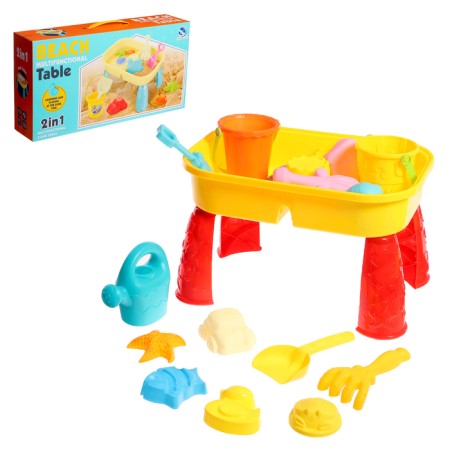 Set for playing in the sand "We play merrily", with a table, 11 items