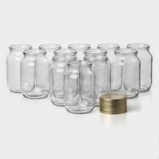 A set of glass cans with a lid of a share, SKO-82 mm, 1 l, 12 pieces