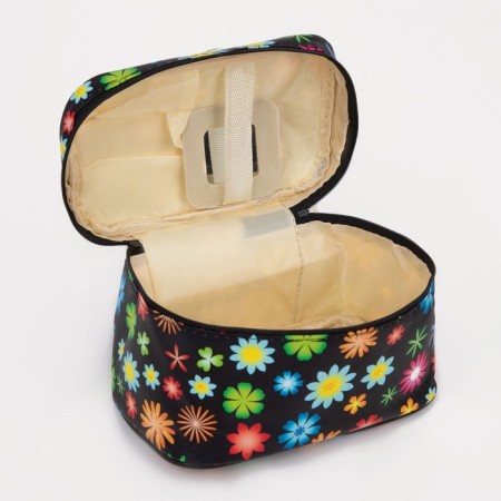 Cosmetic bag with a zipper, with a mirror, black color/multi -colored-2