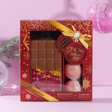 Gift set of cosmetics “Happiness in the New Year!”, Shower gel 300 ml and a bath bomb 4 x 40 g, pure happiness