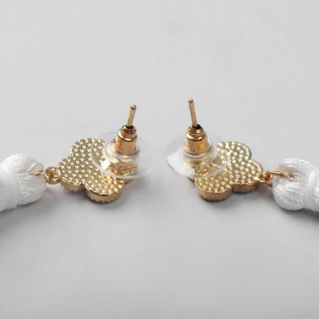 Earrings "Brushes", white color in gold, l brush 8.7 cm-1