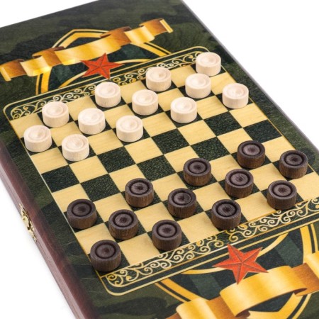 Backgammon "real man", wooden board 40 x 40 cm, with a field for playing checkers-2