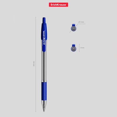 Handle Automatic Erich Krause R-301 Classic Matic & Grip, blue rod, 1.0 mm-3
