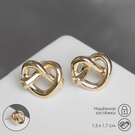 Earrings Metal "miniature" heart on knots, color gold