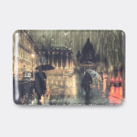 Cover for travel ticket, brown color/multi -colored
