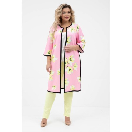 Cardigan female, size 60, white, pink color-4
