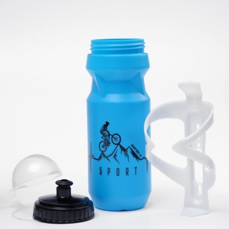 Bicycle bottle, 650 ml, "Master K.", with fastening, blue-1