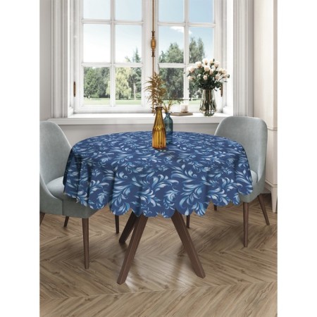 The tablecloth “Pattern on a blue background”, round, Saten, d = 150 cm-2