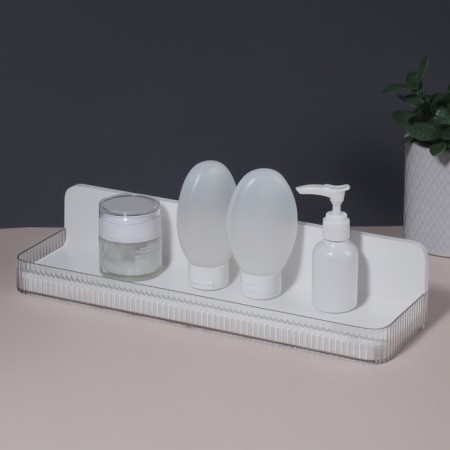 Organizer for storage, hinged, 1 section, with an adhesive base, 35 × 10 × 7.5 cm, translucent/white color-1
