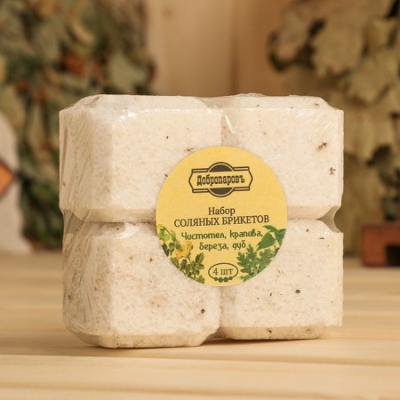 Salt briquette set 4 pcs "Celandine, nettles, birch, oak" 200 grams "Dobroparov"