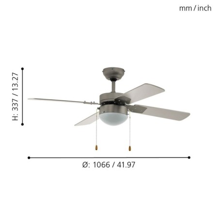 Ceiling fan with Gelsina, E14, 1x60W lamp, steel, nickel, glass, white-6