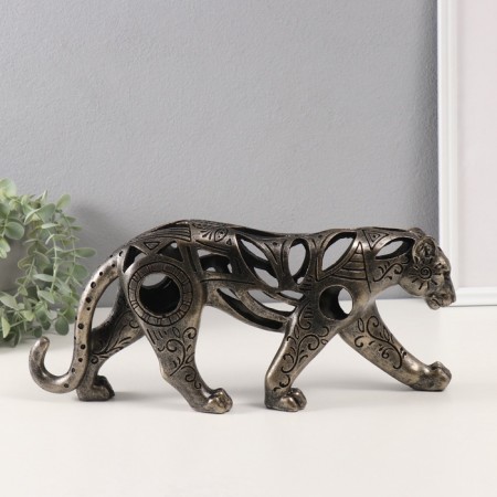 Polystone souvenir "Wild cat in drawings" under bronze 6x37.5x15 cm