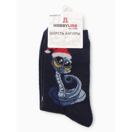 Women's socks "Snake in NG cap", blue color, rr 36-40-2