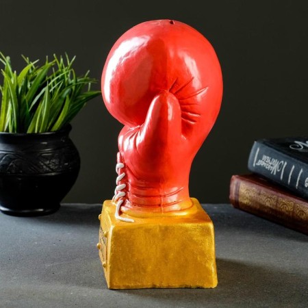 Piggy bank "Boxing glove" red gold, 15x12x24cm-5