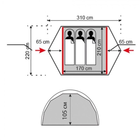 TRAMP TRT-094 tent, TRAMP Cloud 3Si, Light Red-6