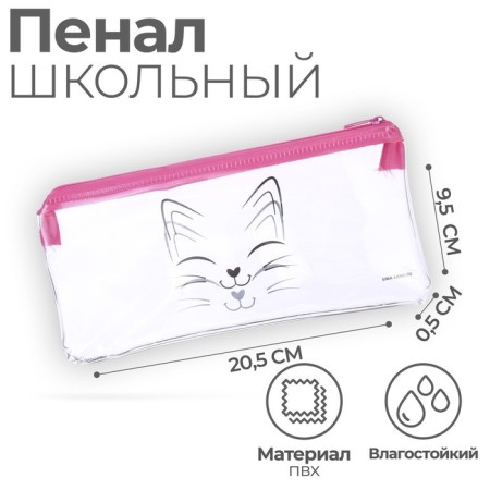 Penal soft 1 compartment, 95 x 205 mm, flat, PVC, calligrata "cat"