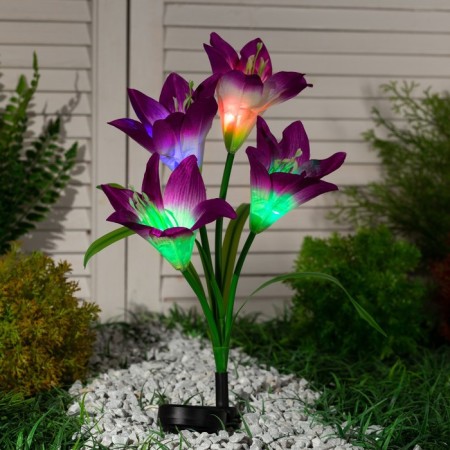 Sadovy lamp on the sunny battery "Lilia Violet", 80 cm, 4 LED, glow of multi (RGB)-1