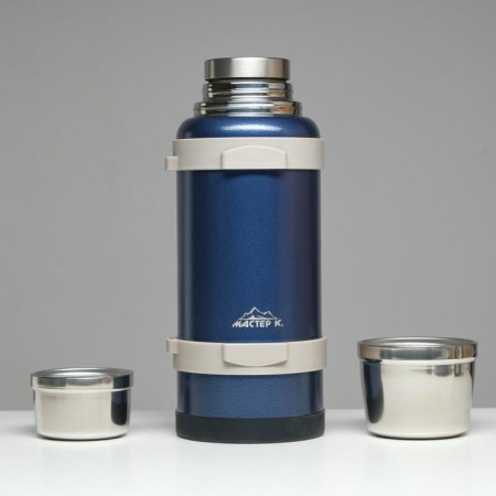 Thermos, 3.2 l, Volume "Master K", with two circles and a strainer, retains heat 72 hours, blue-1