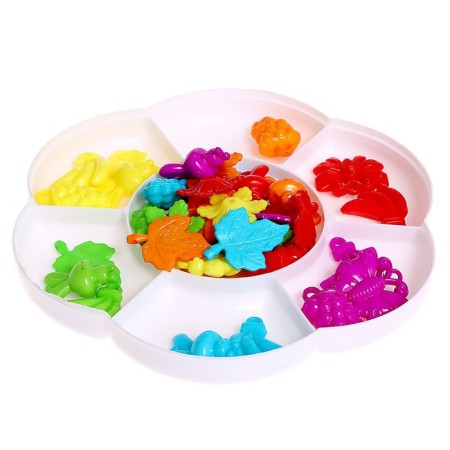 Porter "Chamomile" with tweezers, multi -colored figures, according to the Montessori methodology-1